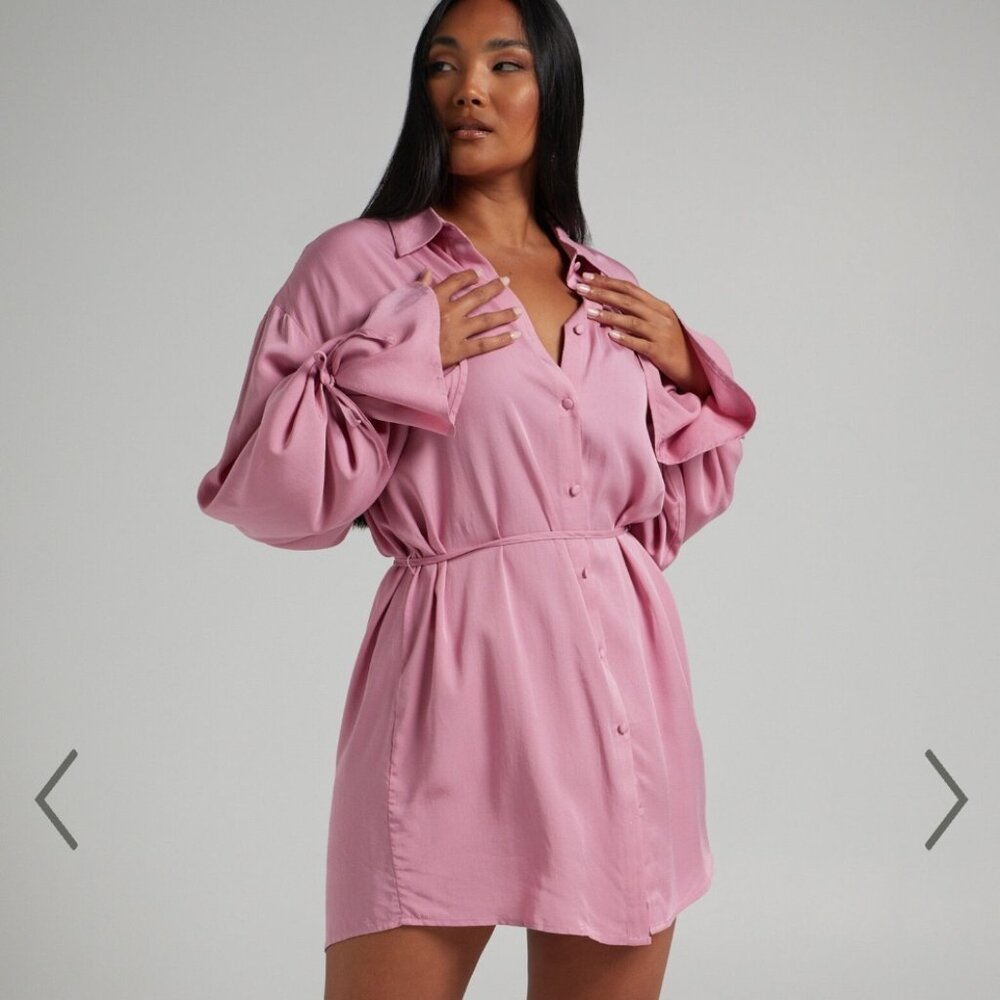 NWOT Showpo WYNTER MINI DRESS - WAIST TIE SHIRT DRESS